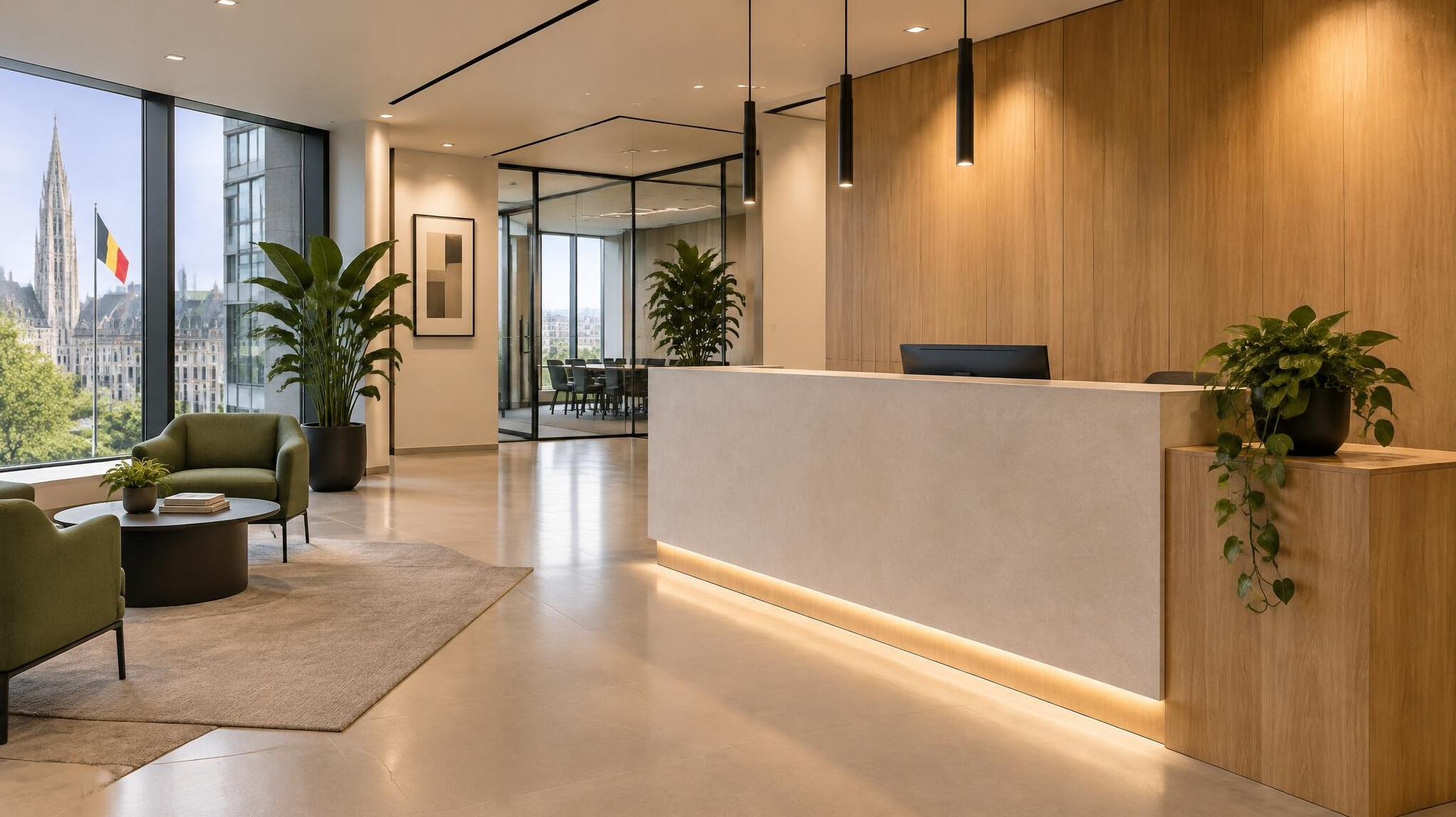 Reception desk in a modern corporate office