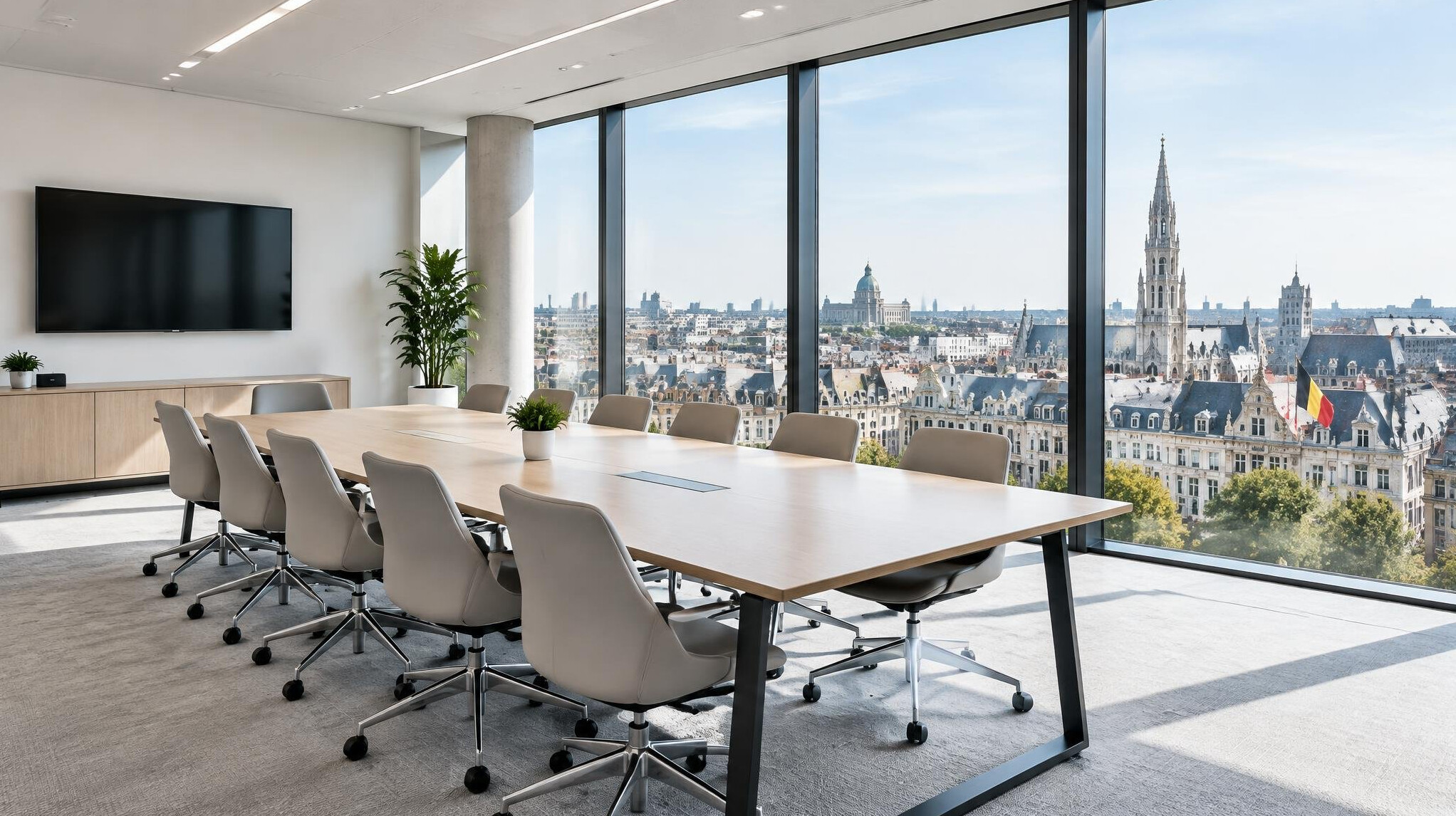 Modern conference room in a Belgian office building