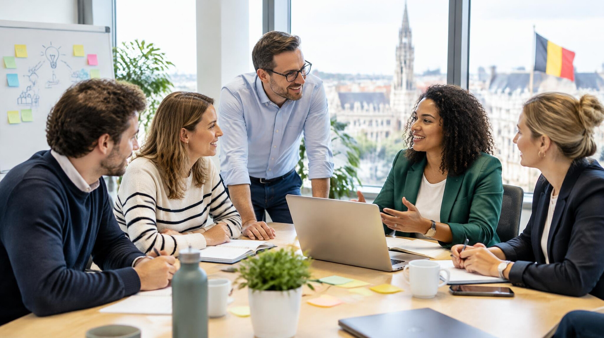 Professionals collaborating during a corporate excellence workshop
