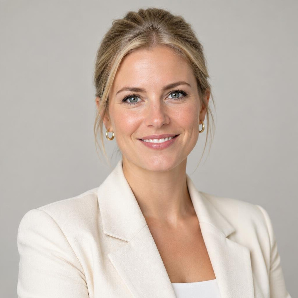 Studio portrait of a confident Belgian businesswoman